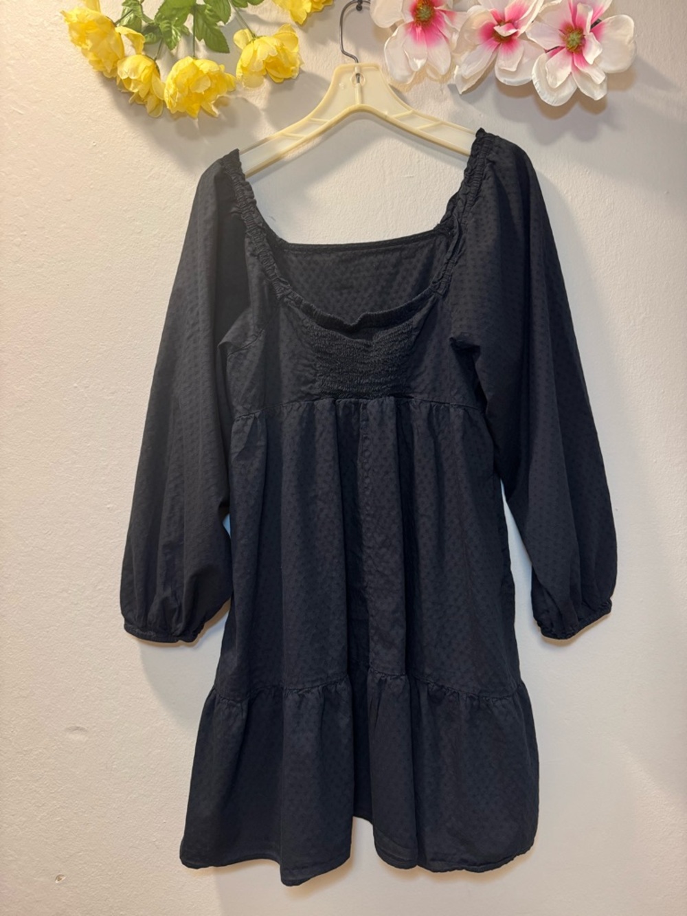 Universal Thread Black Square-Neck Mini Peasant Dress - Picture 2 of 10